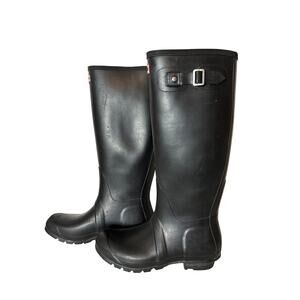 Hunter Original Tall Back Adjustable Rain Boots W23499 Black Matte 8M/9F